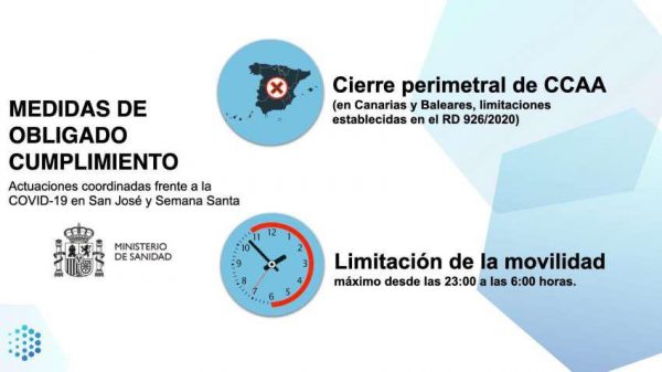 Limitaciones de movilidad durante Semana Santa y San José