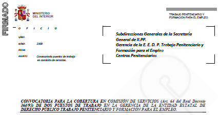 Convocatoria comisión de servicios Jefe de Sección nivel 22