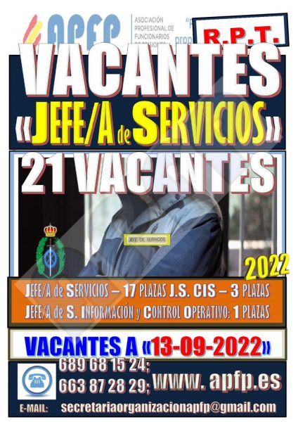 Vacantes Jefes de Servicios septiembre 2022
