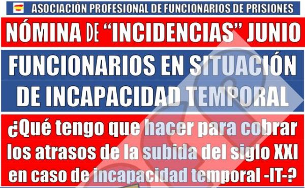 Nómina incidencias junio 2023 funcionarios en incapacidad temporal
