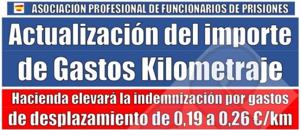 Actualización del importe de gastos por kilometraje